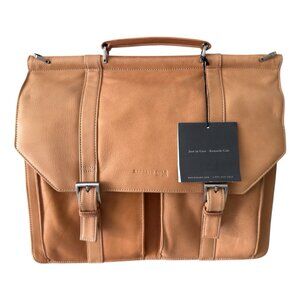 Kenneth Cole New York Unisex Tan Leather Lap Top Messenger Brief Case Strap
